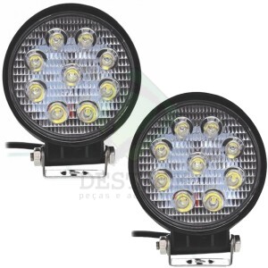 FAROL DE MILHA LED REDONDO - 27W 12/24V