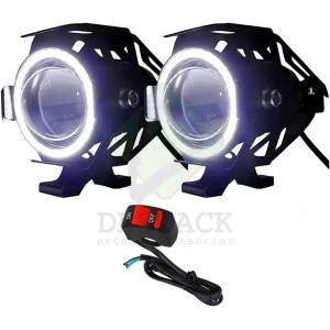 FAROL AUX.UNIV. (LUZ BRANCA) MILHA - ULTRA LED U7 ANGEL EYES LUZ BRANCA